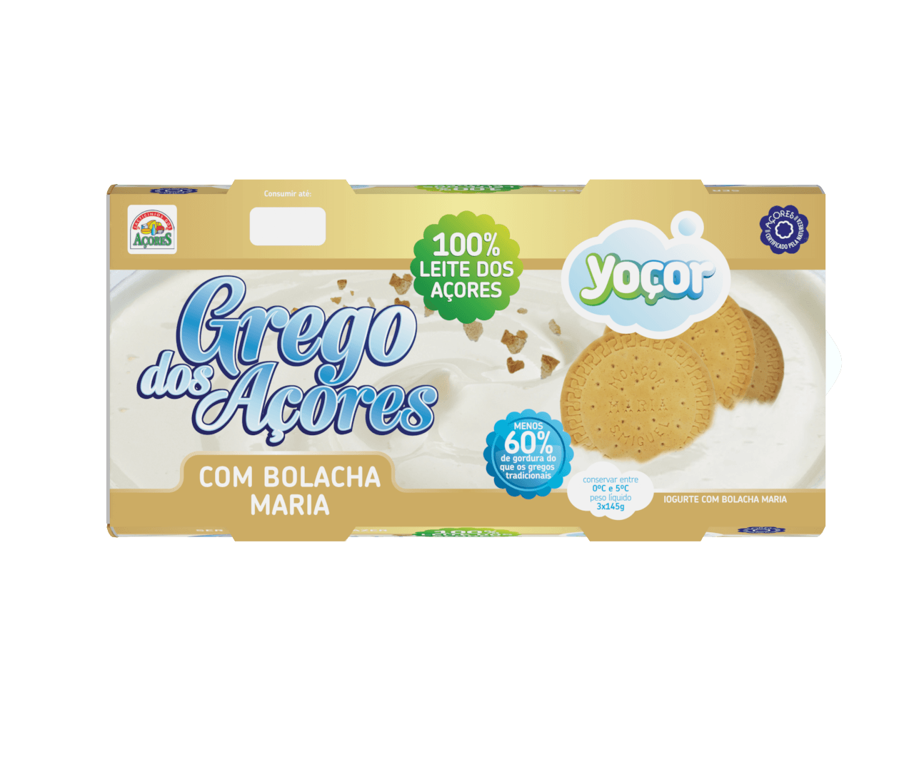 Iogurte Grego dos Açores com Bolacha Maria 3x142 gr